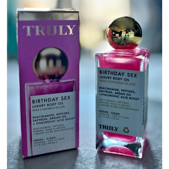 SEXY Truly Birthday Sex Luxury Body Oil Pink Shimmery Jasmine 3.1 oz SEALED - Picture 2 of 6
